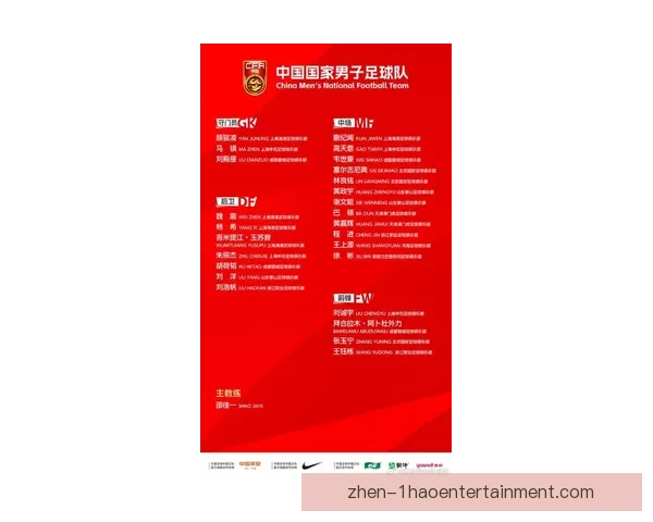 邵佳一公布中国男足最新26人集训名单 4名新面孔首次入选